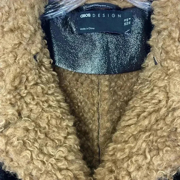 ASOS black faux leather bonded shearling shacket - Picture 5 of 5